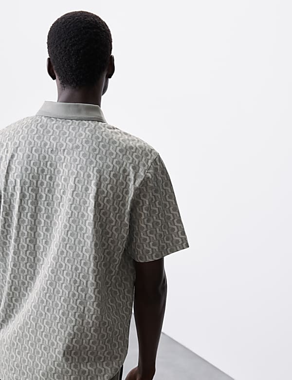 Pure Supima® Cotton Geometric Polo Shirt