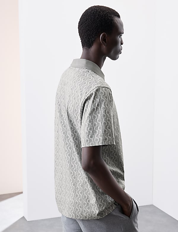 Pure Supima® Cotton Geometric Polo Shirt