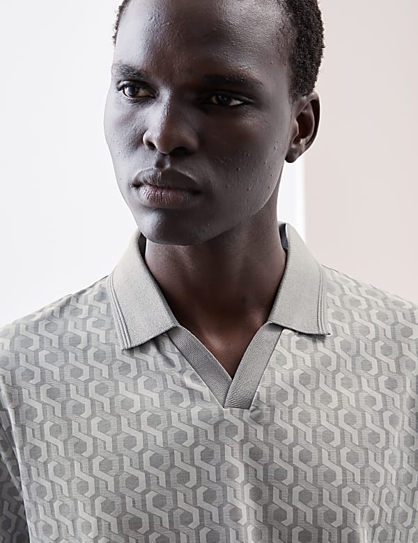 Pure Supima® Cotton Geometric Polo Shirt
