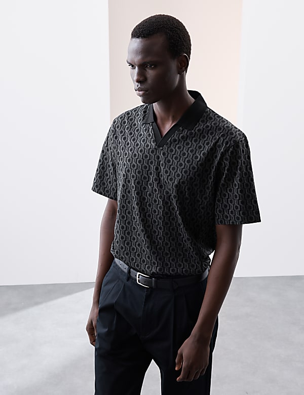 Pure Supima® Cotton Geometric Polo Shirt