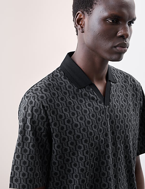 Pure Supima® Cotton Geometric Polo Shirt