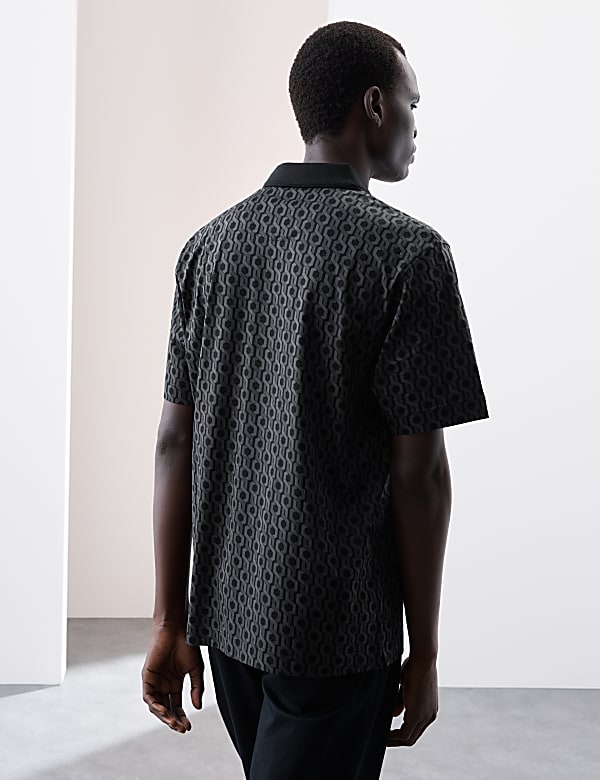 Pure Supima® Cotton Geometric Polo Shirt