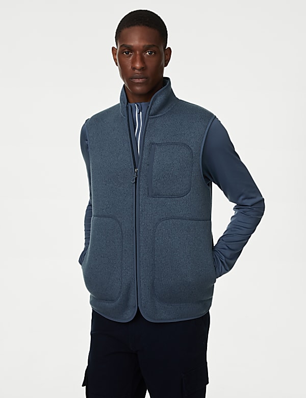 Fleece Funnel Neck Gilet MOSS GREEN Gilets M S DE