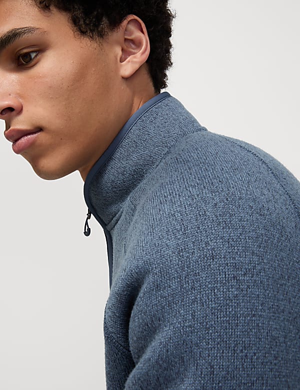 Fleece Lined Knitted Zip Up Jacket