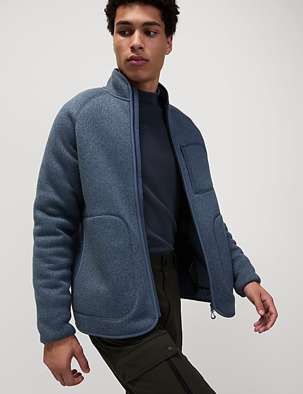 Fleece Lined Knitted Zip Up Jacket