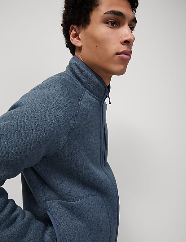 Fleece Lined Knitted Zip Up Jacket