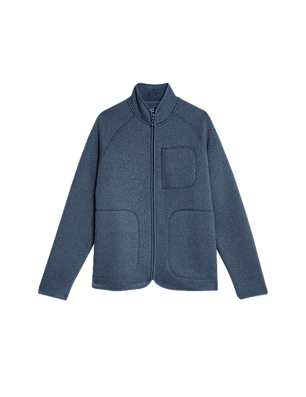 Fleece Lined Knitted Zip Up Jacket