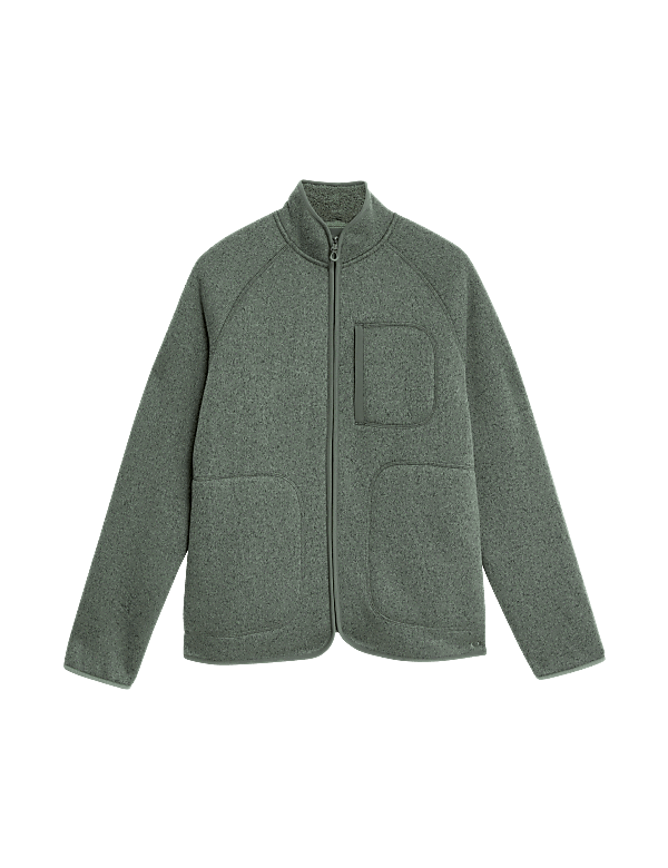 Fleece Lined Knitted Zip Up Jacket