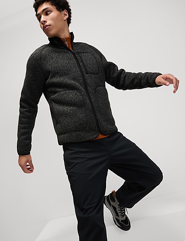 Φλις πλεκτό τζάκετ με φερμουάρ και επένδυση - GR