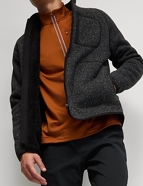 Φλις πλεκτό τζάκετ με φερμουάρ και επένδυση - GR