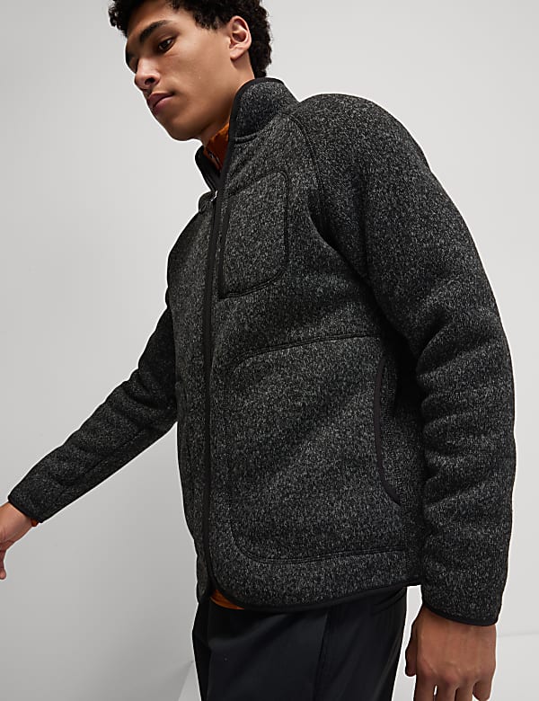 Φλις πλεκτό τζάκετ με φερμουάρ και επένδυση - GR