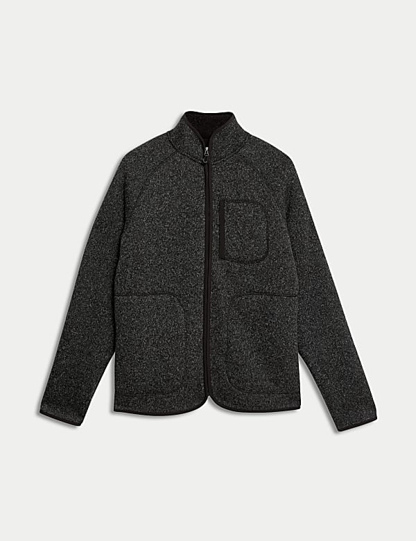 Φλις πλεκτό τζάκετ με φερμουάρ και επένδυση - GR