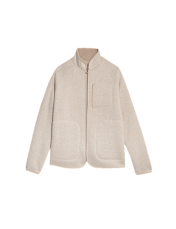 Fleece Lined Knitted Zip Up Jacket