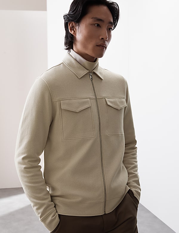 Cotton Rich Twill Textured Overshirt