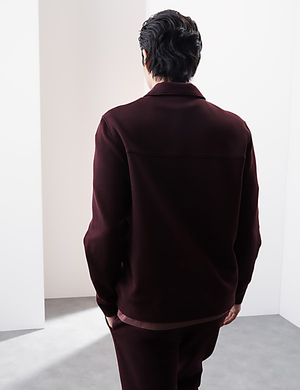 Cotton Rich Textured Half Zip Sweatshirt