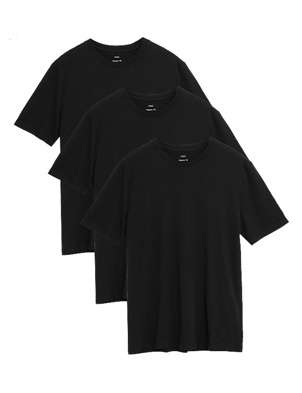 3pk Pure Cotton Crew Neck T-Shirts