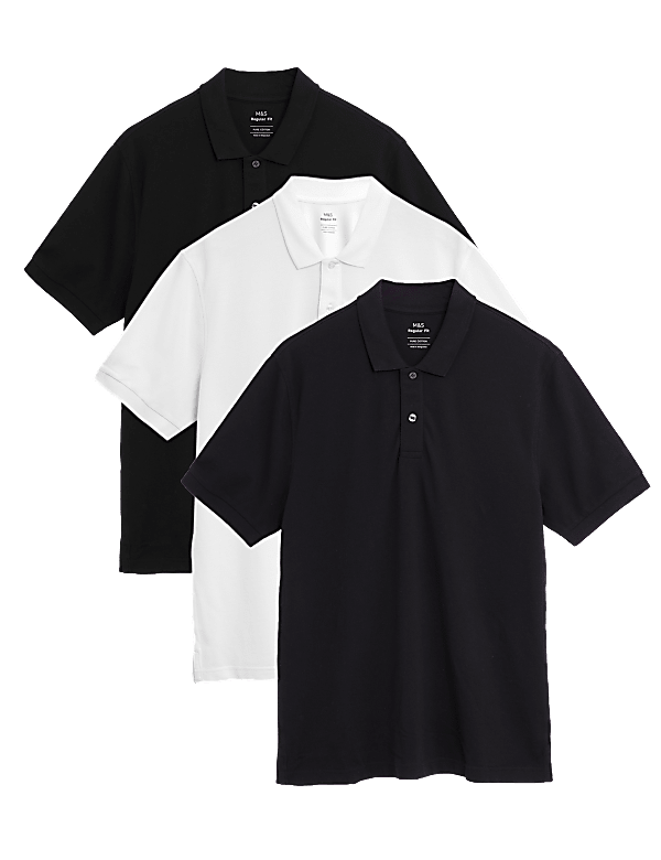 3 Pack Pure Cotton Polo Shirts
