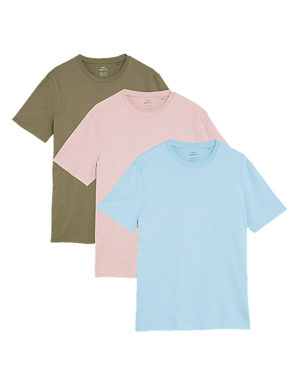 3 Pack Pure Cotton Crew Neck T-Shirts