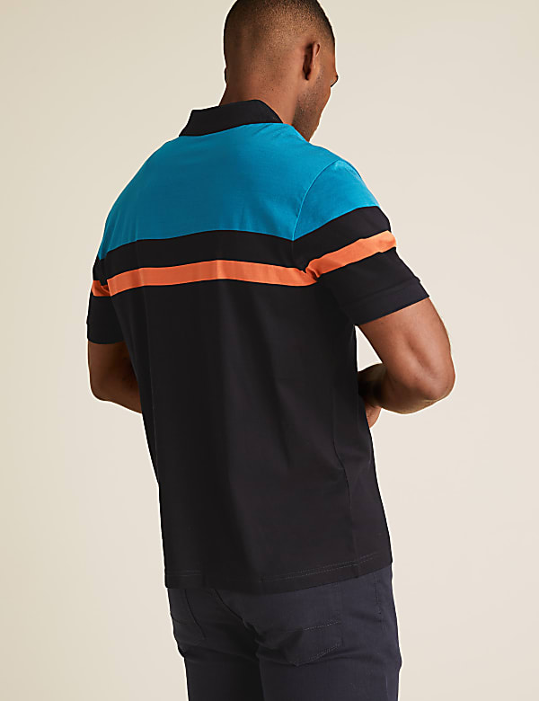Pure Cotton Striped Polo Shirt