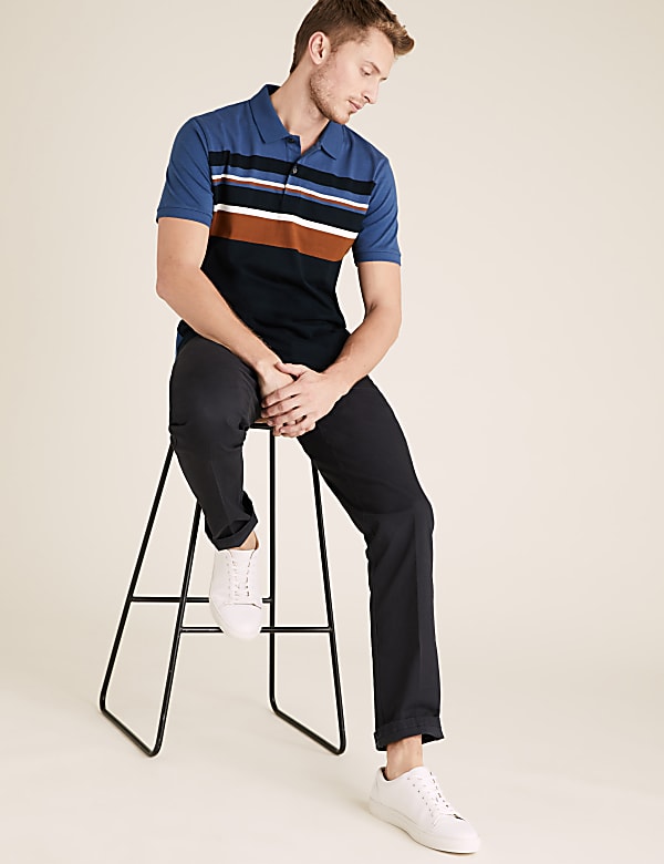 Pure Cotton Striped Polo Shirt
