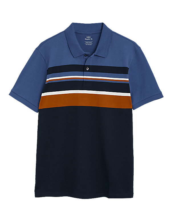 Pure Cotton Striped Polo Shirt