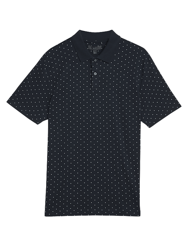 Pure Cotton Geo Print Polo Shirt