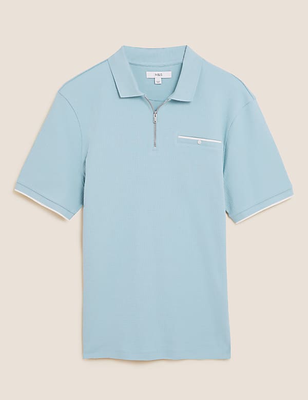Premium Cotton Half Zip Polo Shirt