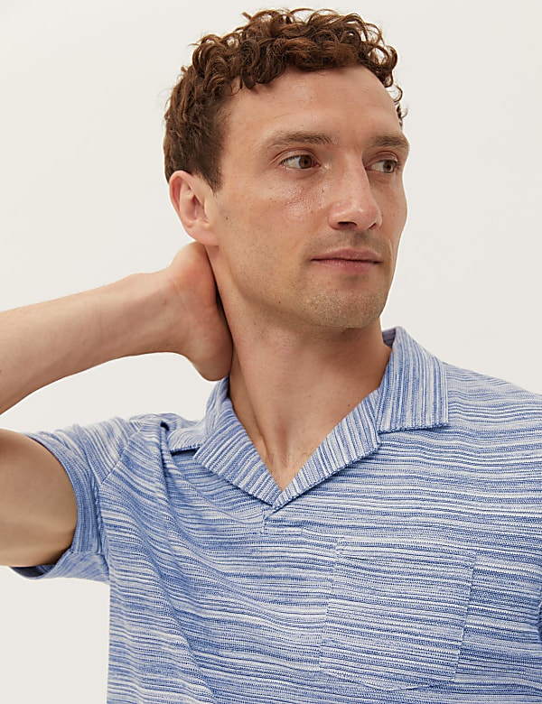 Cotton Rich Textured Revere Polo Shirt
