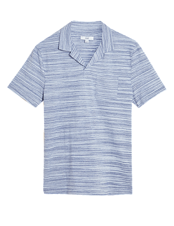 Cotton Rich Textured Revere Polo Shirt