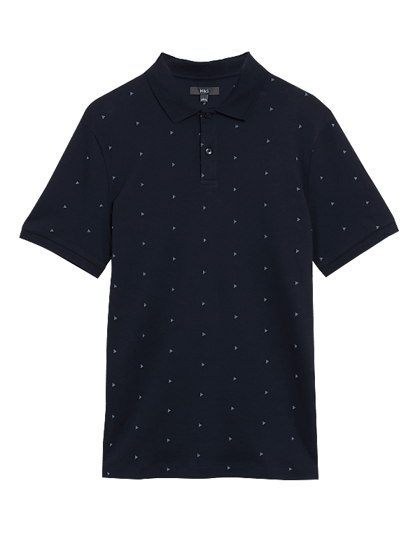 Pure Cotton Geometric Polo Shirt