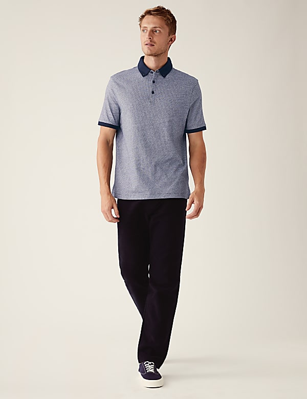 Pure Cotton Dot Print Polo Shirt