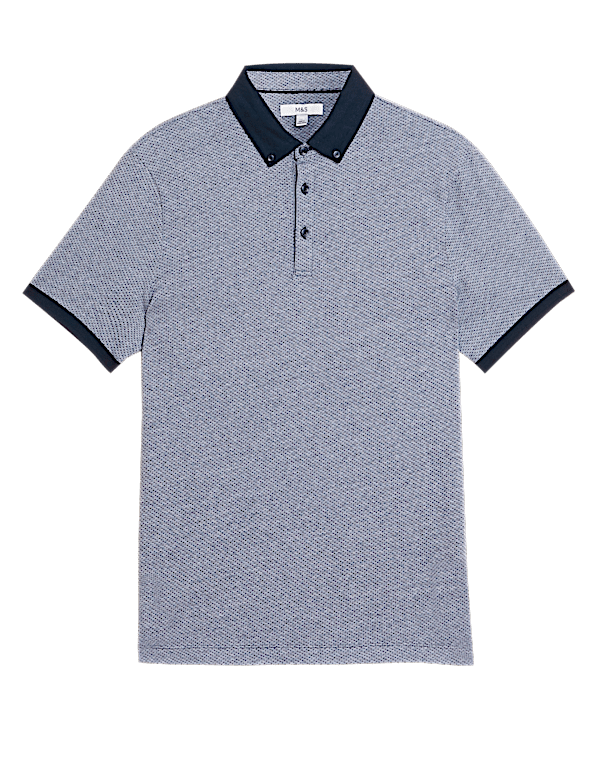 Pure Cotton Dot Print Polo Shirt