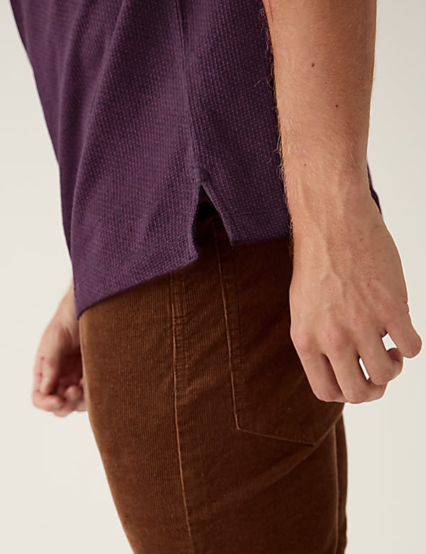 Pure Cotton Dot Print Polo Shirt