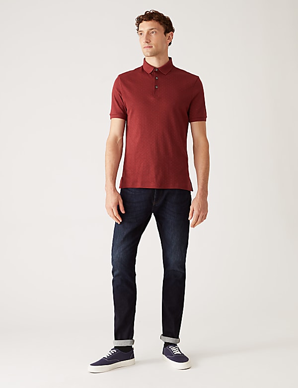 Pure Cotton Geo Print Polo Shirt