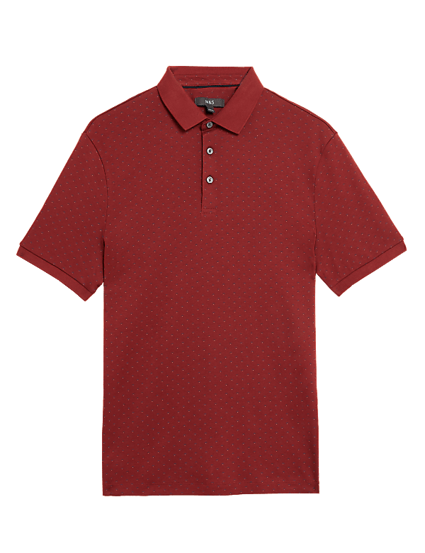 Pure Cotton Geo Print Polo Shirt