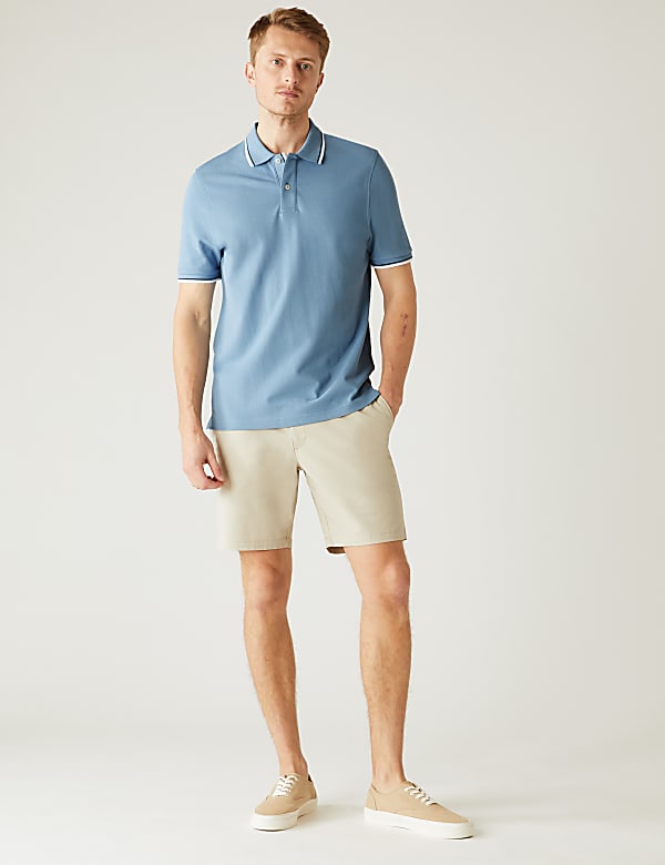 Pure Cotton Pique Tipped Polo Shirt