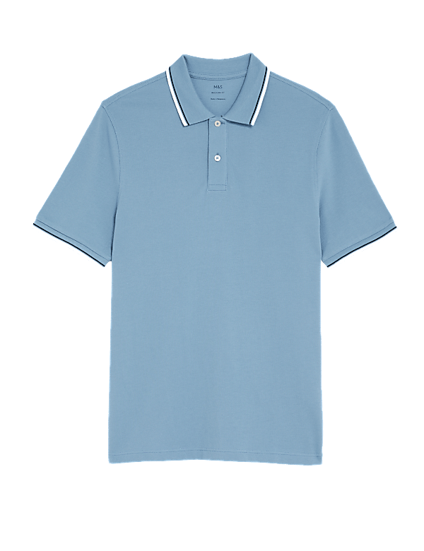 Pure Cotton Pique Tipped Polo Shirt