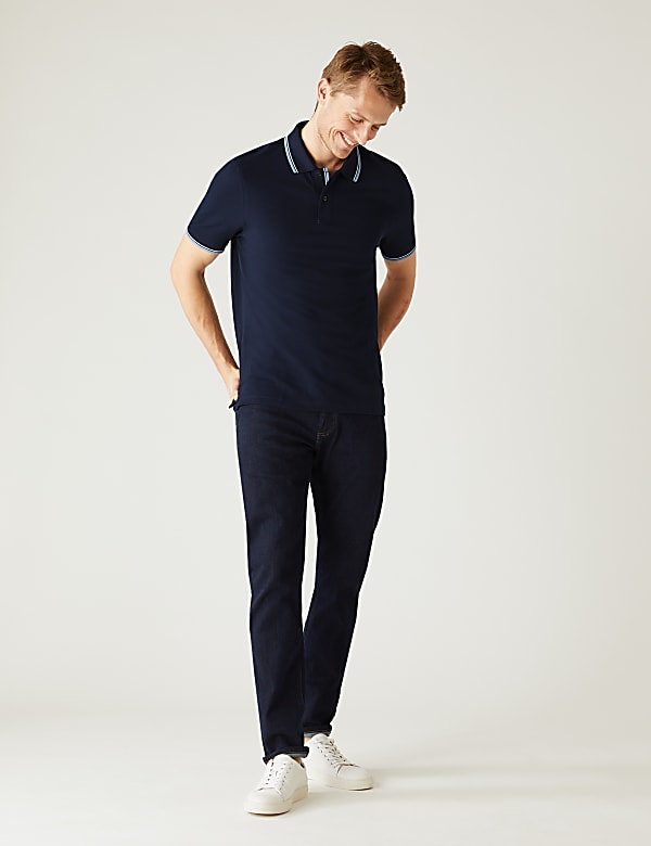 Pure Cotton Pique Tipped Polo Shirt