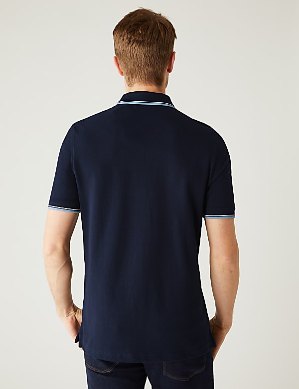 Pure Cotton Pique Tipped Polo Shirt