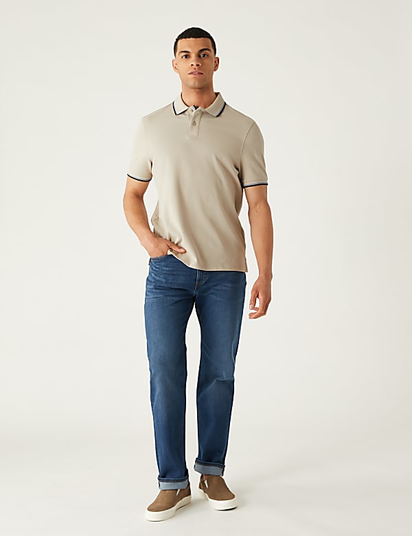 Pure Cotton Pique Tipped Polo Shirt