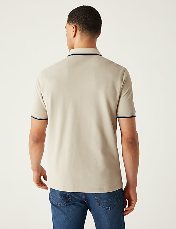 Pure Cotton Pique Tipped Polo Shirt
