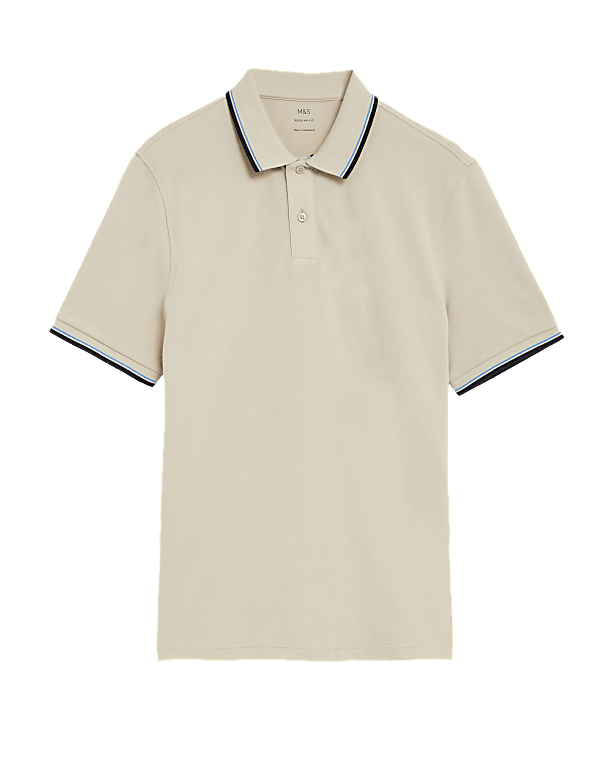 Pure Cotton Pique Tipped Polo Shirt