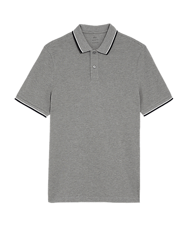 Pure Cotton Pique Tipped Polo Shirt
