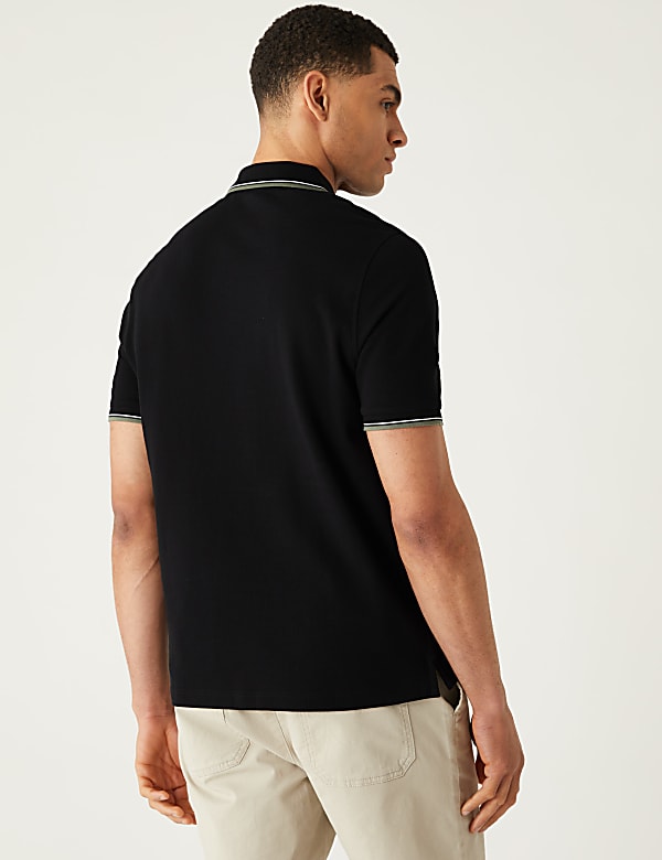 Pure Cotton Pique Tipped Polo Shirt