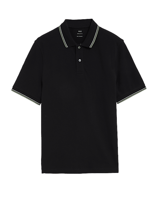 Pure Cotton Pique Tipped Polo Shirt