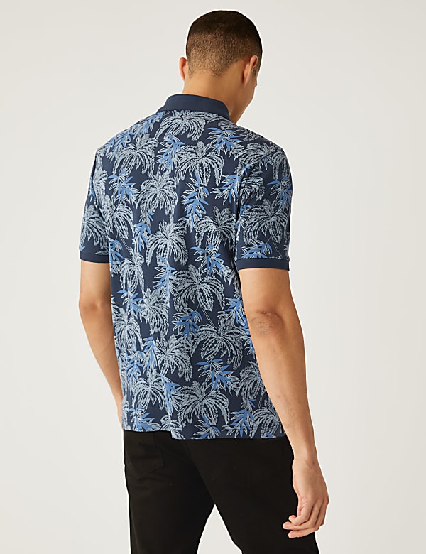 Pure Cotton Palm Print Polo Shirt