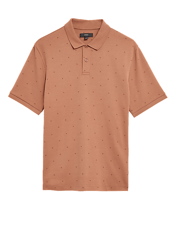 Pure Cotton Geometric Polo Shirt