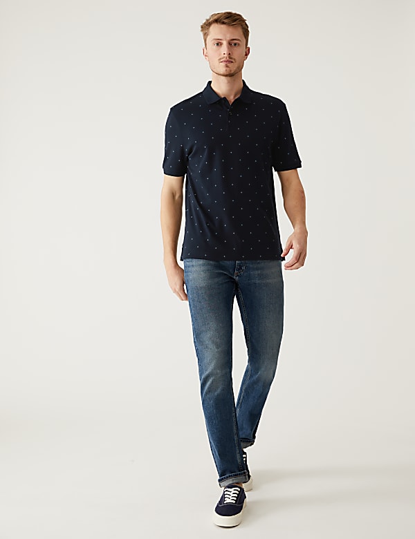 Pure Cotton Geometric Polo Shirt