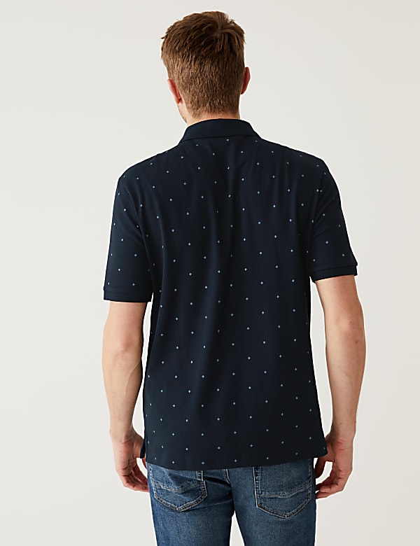 Pure Cotton Geometric Polo Shirt