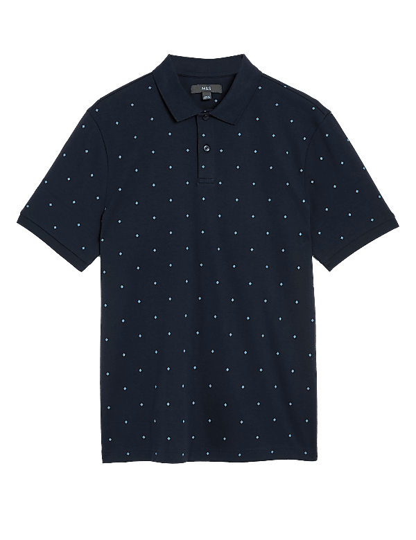 Pure Cotton Geometric Polo Shirt